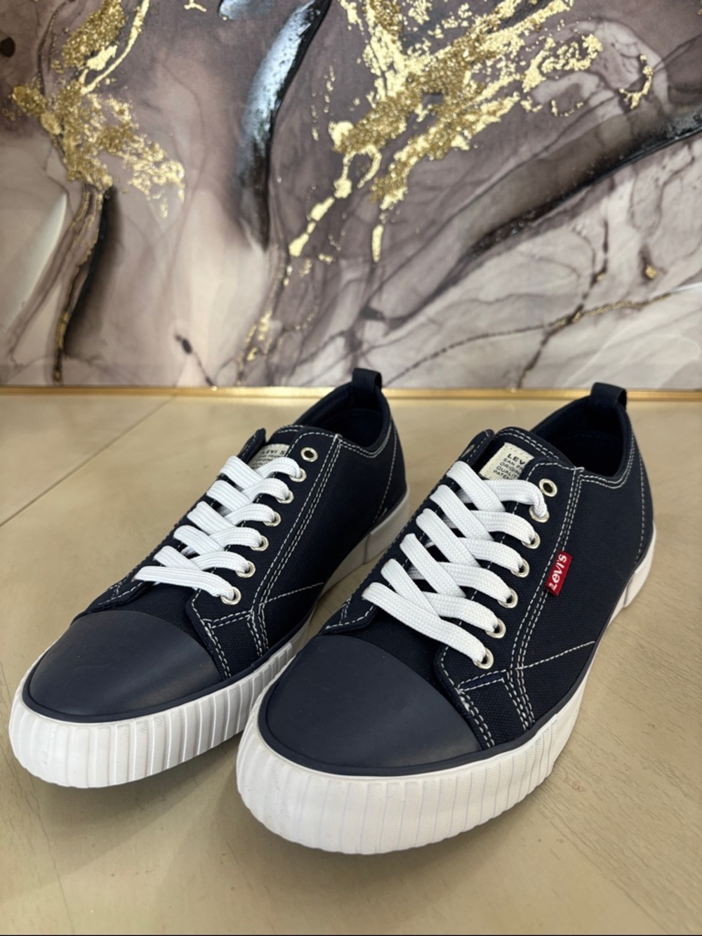 Levi's Navy Canvas Low-Top Sneakers with White Laces